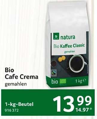 Bio Cafe Crema gemahlen - Natura 1-kg-Beutel