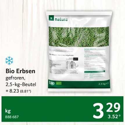 Bio Erbsen, gefroren, 2,5-kg-Beutel