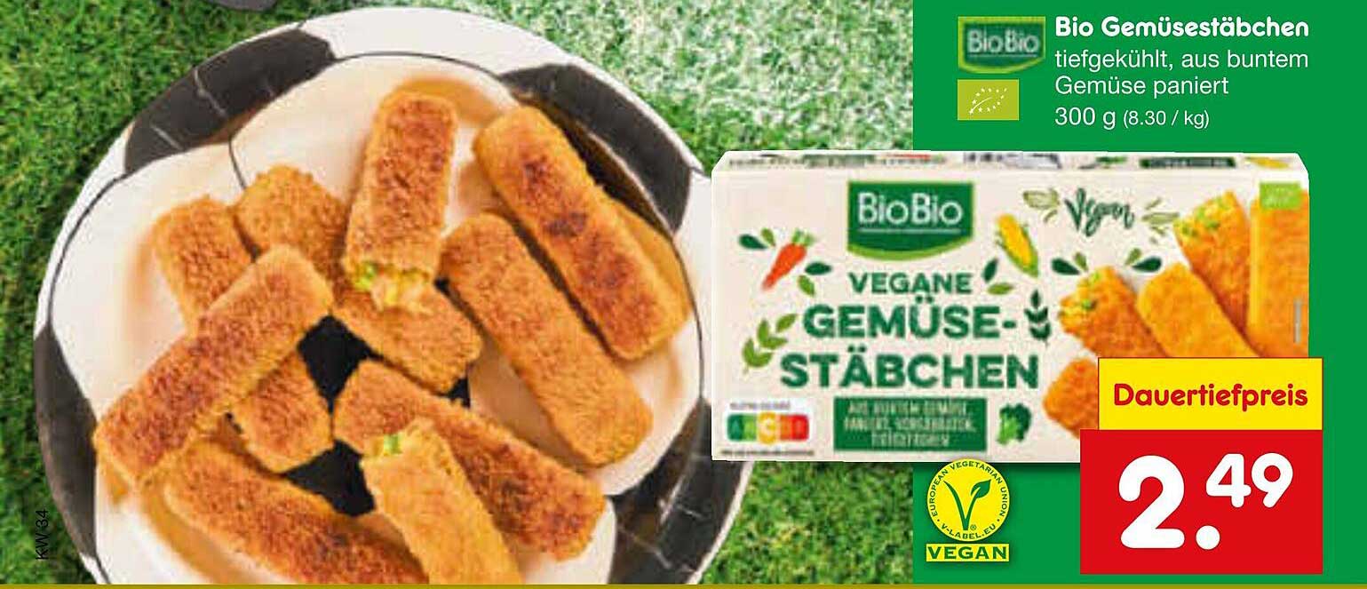 Bio Gemüsestäbchen tiefgekühlt, aus buntem Gemüse paniert, 300 g