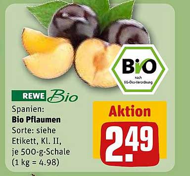 Bio Pflaumen, Spanien - 500-g-Schale für nur 2,49 €