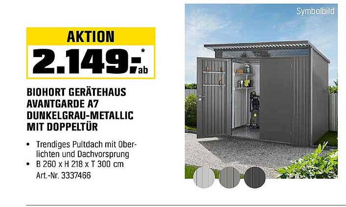 BIOHORT GÄRAETEAUS AVANTGARDE A7 DUNKELGRAU-METALLIC MIT DOPPELTÜR