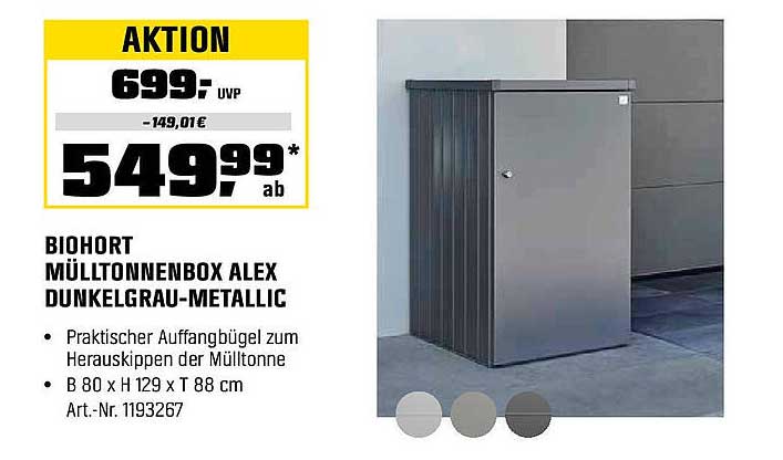 BIOHORT Mülltonnenbox ALEX dunkelgrau-metallic