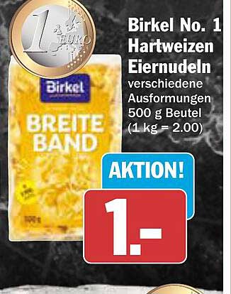 Birkel No. 1 Hartweizen Eiernudeln 500 g Beutel – Aktion!