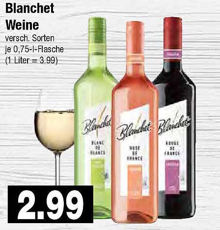 Blanchet Weine - verschiedene Sorten in der 0,75-l-Flasche