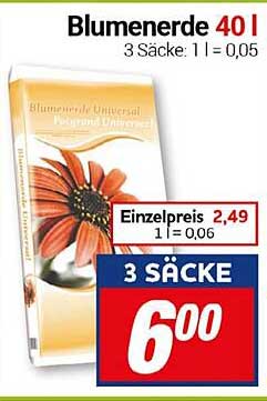 Blumenerde 40 l - 3 Säcke zum Sonderpreis
