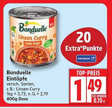Bonduelle Eintöpfe - Linsen-Curry 400g Dose
