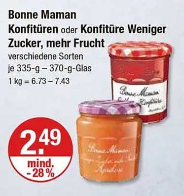 Bonne Maman Konfitüren oder Konfitüre Weniger Zucker, mehr Frucht, verschiedene Sorten