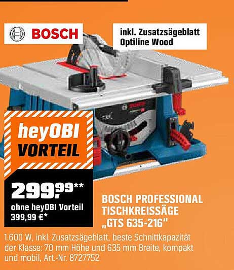 BOSCH PROFESSIONAL TISCHKREISSÄGE "GTS 635-216"