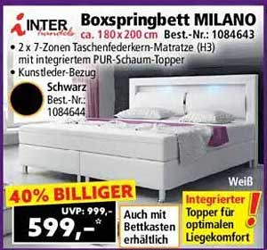Boxspringbett MILANO - ca. 180 x 200 cm
