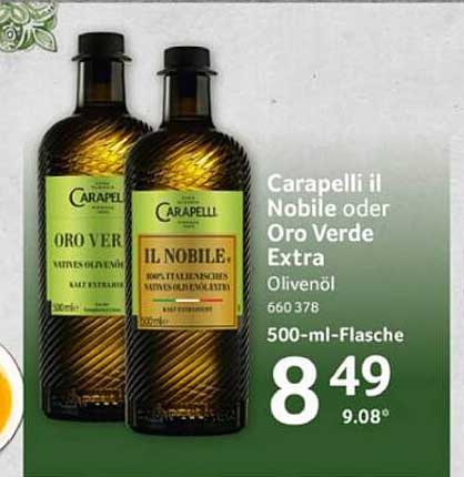 Carapelli il Nobile oder Oro Verde Extra Olivenöl 500-ml-Flasche