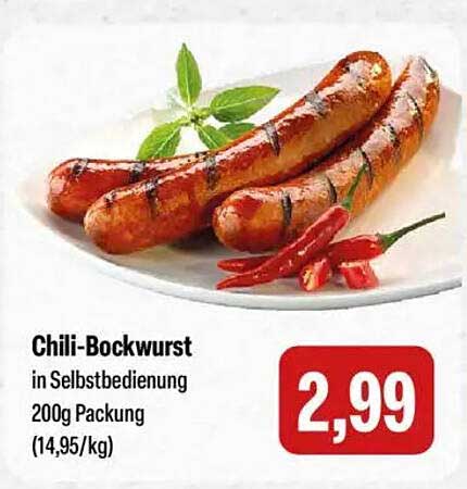 Chili-Bockwurst in Selbstbedienung 200g Packung