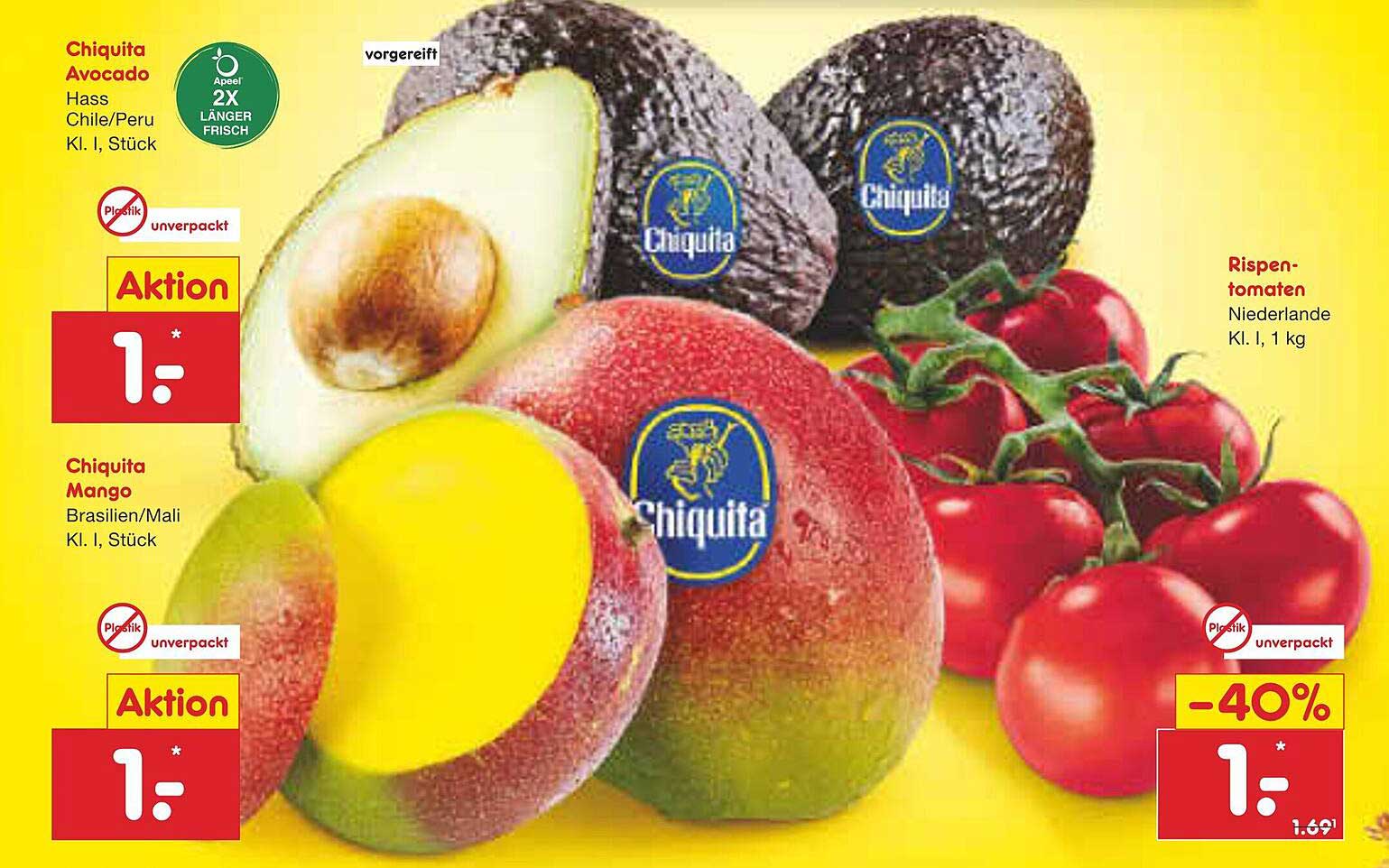 Chiquita Avocado, Mango und Rispetomaten im Angebot