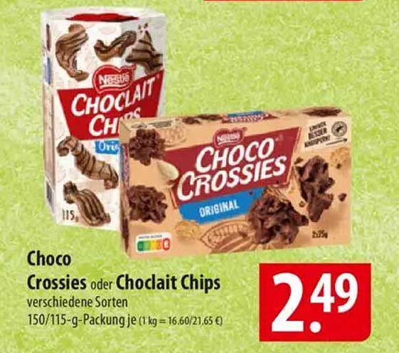 Choco Crossies oder Choclit Chips - verschiedene Sorten