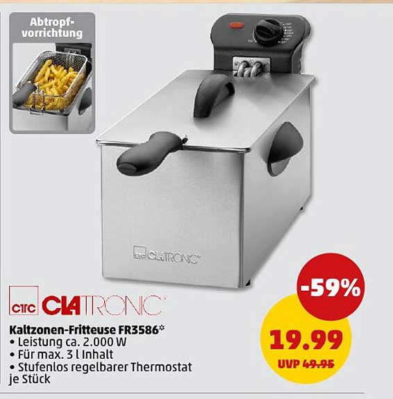 CLATRONIC Kaltzonen-Fritteuse FR3586 - Unschlagbares Angebot!