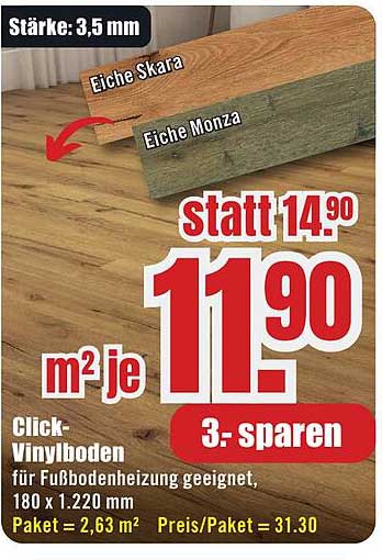 Click-Vinylboden Eiche Skara und Eiche Monza