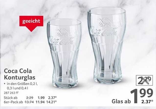 Coca Cola Konturglas in verschiedenen Größen