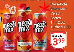 Coca-Cola Limonade Mezzo Mix, 6 x 0,33 l