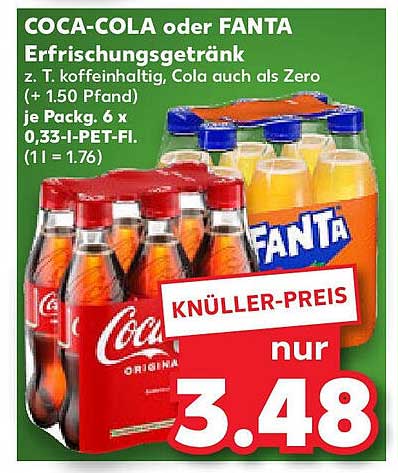 COCA-COLA oder FANTA Erfrischungsgetränk
