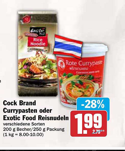Cock Brand Currypasten oder Exotic Food Reisnudeln