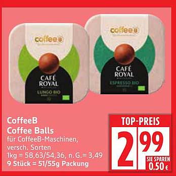 CoffeeB Coffee Balls für CoffeeB-Maschinen, verschiedenste Sorten