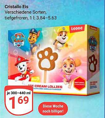 Cristallo Eis - Verschiedene Sorten, tiefgefroren, 1 l