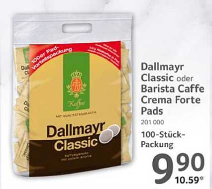 Dallmayr Classic oder Barista Caffe Crema Forte Pads 100 Stück