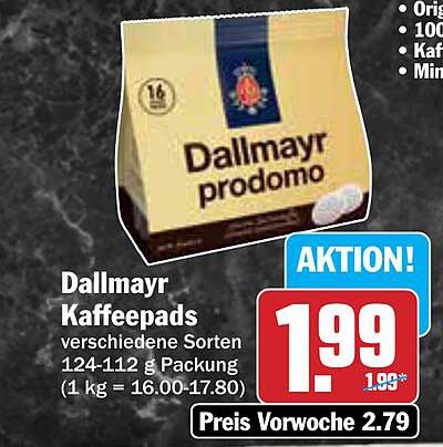 Dallmayr Kaffeepads verschiedene Sorten 124-112 g Packung