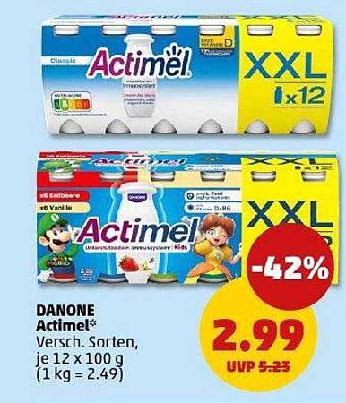 DANONE Actimel – Verschiedene Sorten, je 12 x 100 g
