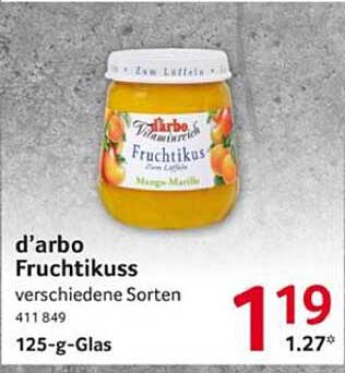 d'arbo Fruchtikuss verschiedene Sorten 125-g-Glas