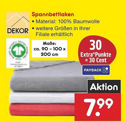 DEKOR Spannbettlaken aus 100% Baumwolle