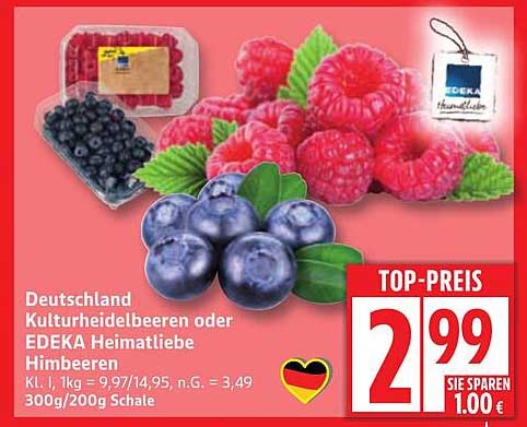 Deutschland Kulturheidelbeeren oder EDEKA Heimatliebe Himbeeren