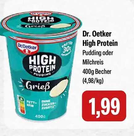 Dr. Oetker High Protein Pudding oder Milchreis 400g Becher
