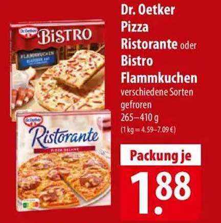 Dr. Oetker Pizza Ristorante oder Bistro Flammkuchen verschiedene Sorten gefroren