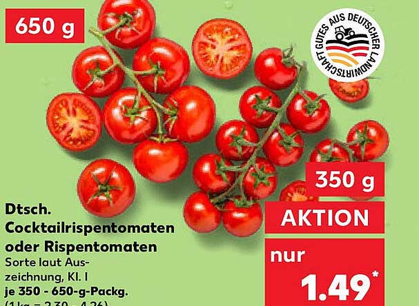 Dtsch. Cocktailrispentomaten oder Rispentomaten 350 g