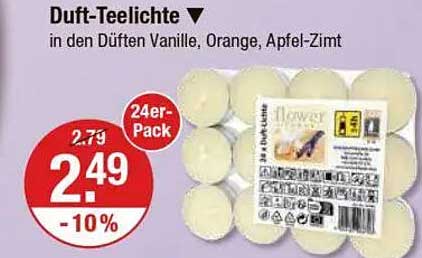 Duft-Teelichte in den Düften Vanille, Orange, Apfel-Zimt – 24er-Pack