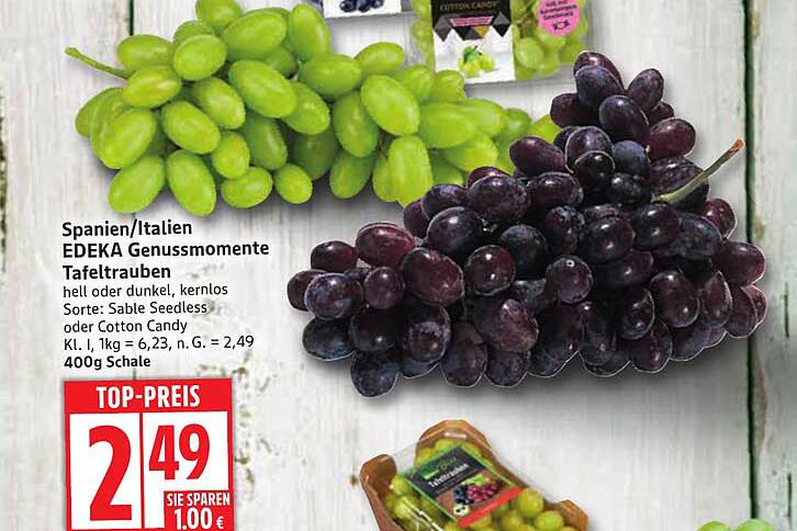 EDEKA Genussmomente Tafeltrauben, hell oder dunkel, kernlos