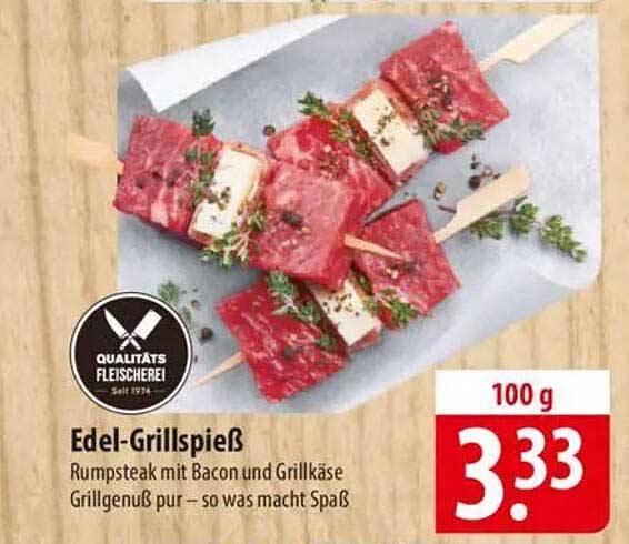Edel-Grillspieß - Rumpsteak mit Bacon und Grillkäse