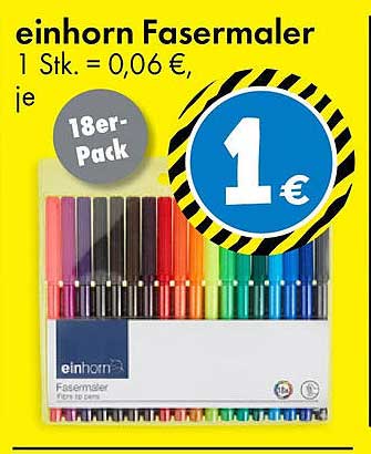 einhorner Fasermaler 18er-Pack für nur 1 €