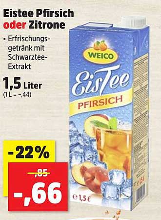 Eistee Pfirsich oder Zitrone – Erfrischungsgetränk mit Schwarztee-Extrakt