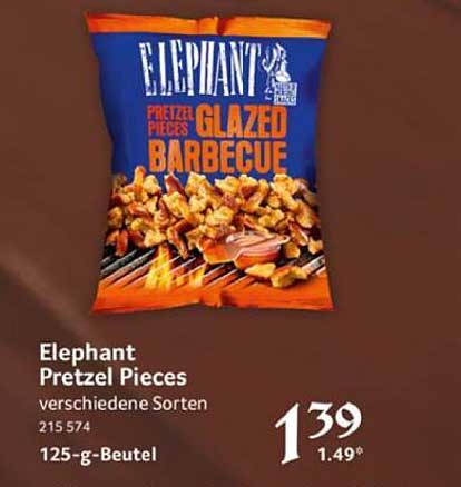 Elephant Pretzel Pieces Glazed Barbecue 125-g-Beutel