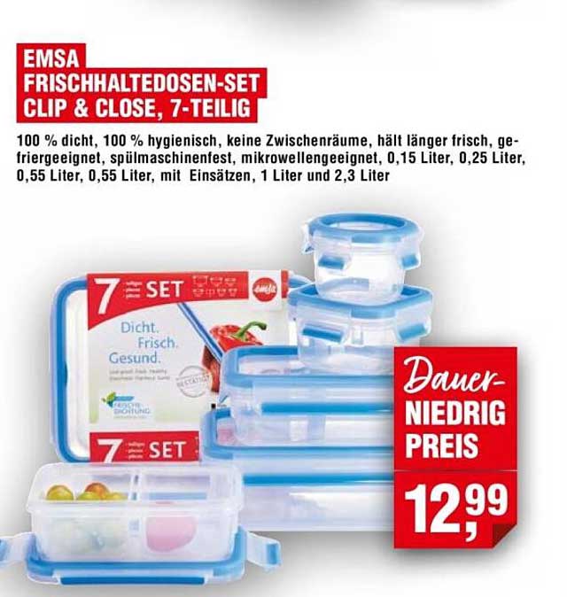 EMSA Frischhaltedosen-Set Clip & Close, 7-teilig