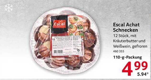 Escal Achat Schnecken - 12 Stück, mit Kräuterbutter und Weißwein, gefroren