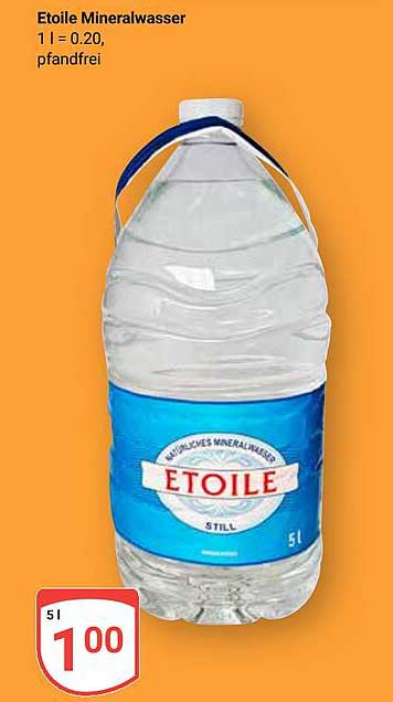 Etoile Mineralwasser 5l - Pfandfrei zum Angebotspreis von 1,00€