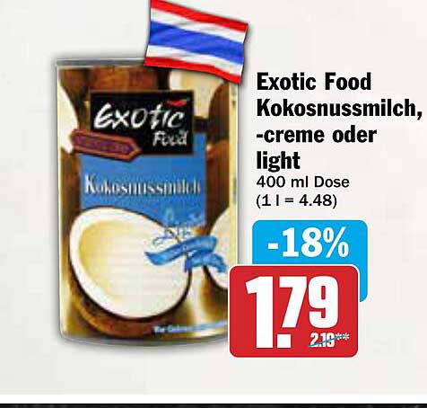 Exotic Food Kokosnussmilch, -creme oder light 400 ml Dose