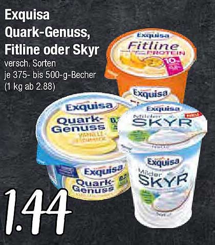 Exquisa Quark-Genuss, Fitline oder Skyr, verschiedene Sorten je 375- bis 500-g-Becher