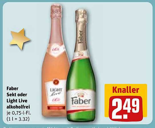 Faber Sekt oder Light Live alkoholfrei je 0,75-l-Fl.