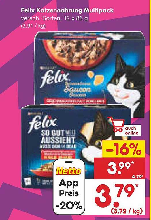 Felix Katzennahrung Multipack, 12 x 85 g