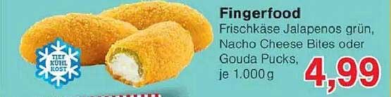 Fingerfood - Frischkäse Jalapenos grün, Nacho Cheese Bites oder Gouda Pucks, je 1.000 g