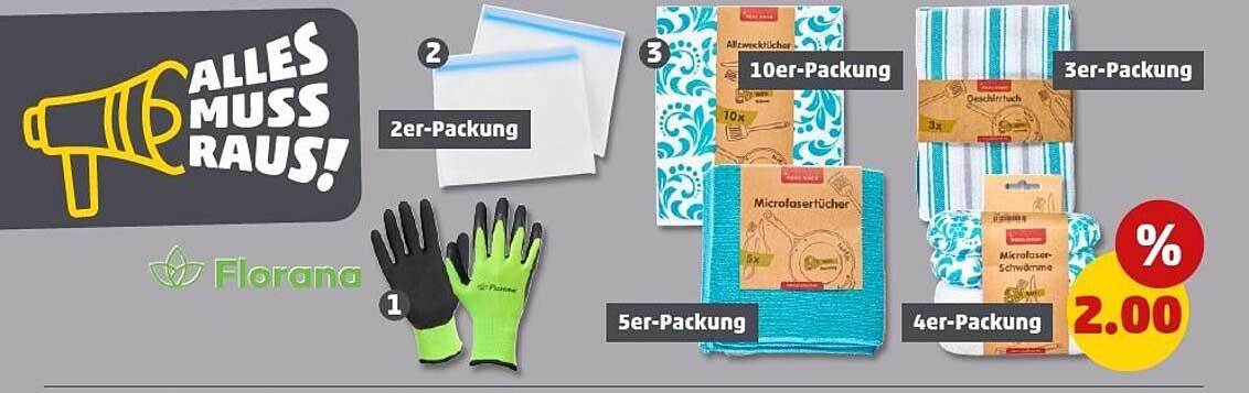 Florana Haushaltshandschuhe (2er-Packung) und Mikrofasertücher (10er-Packung)