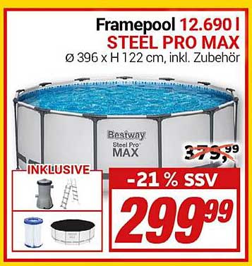 Framepool 12.690 l STEEL PRO MAX Ø 396 x H 122 cm, inkl. Zubehör